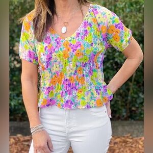 Sanctuary Fresh Gardenia V Neck Blouse Size S